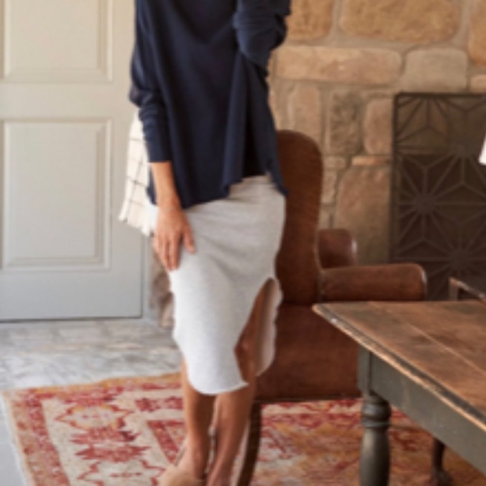 Frank & Eileen Tee Lab Fleece Midi Skirt in Gray Melange size M